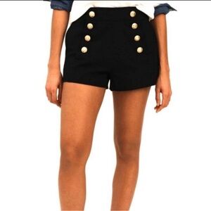 Blackheart High Waist Black Shorts with Gold Buttons